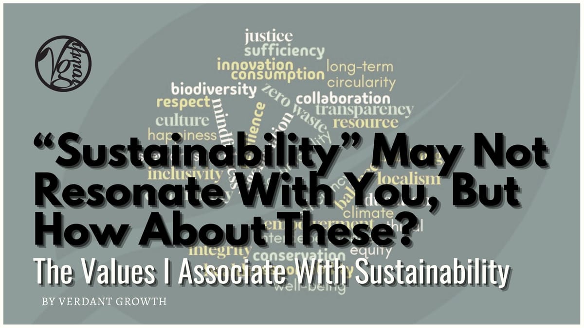 “Sustainability” May Not Resonate With You, But How About These? - The Values I Associate With Sustainability